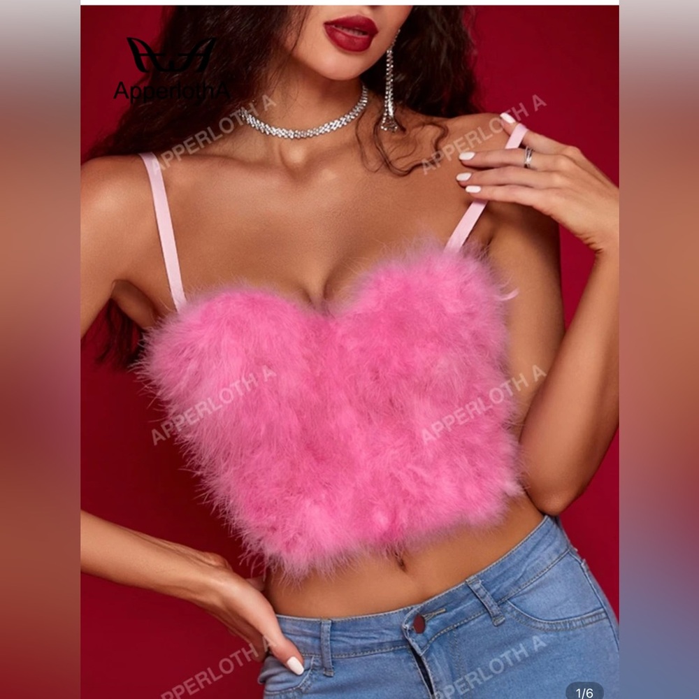 Fur Bustier Top